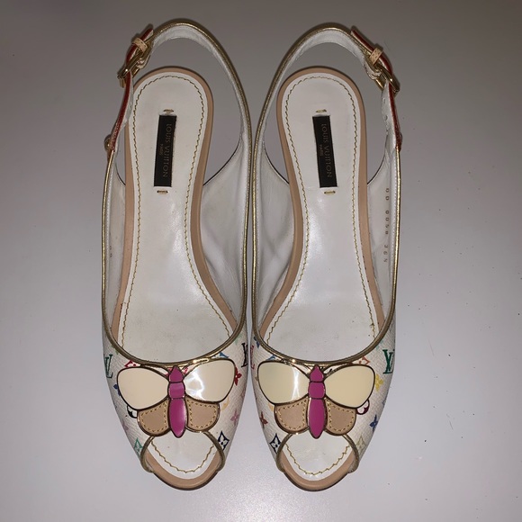 SOLD-Rare Louis Vuitton Butterfly Primrose Wedges - Picture 4 of 15